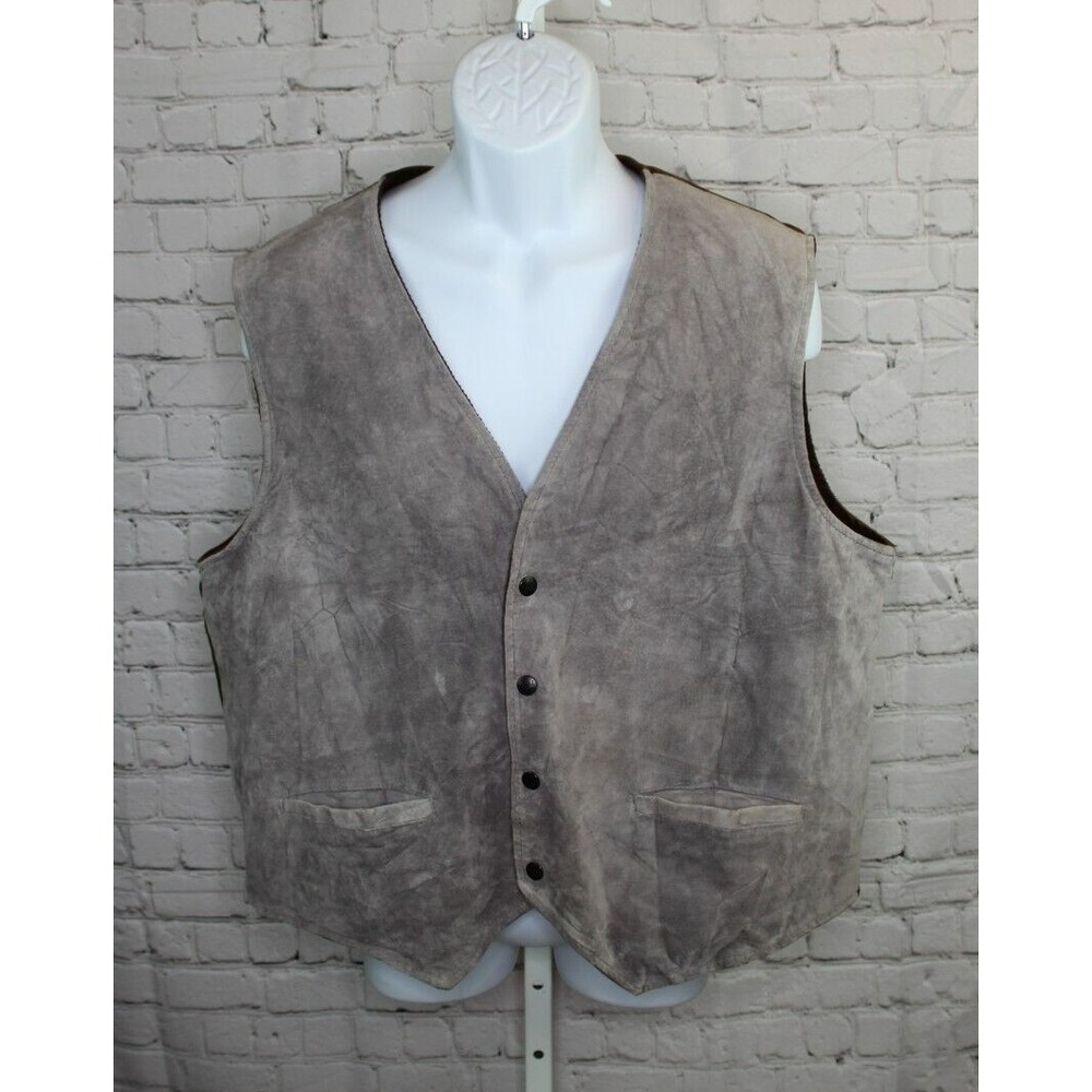 Vintage Gino Leather Vest Fundamental Fashion Gray corduroy Euro Style Size XL